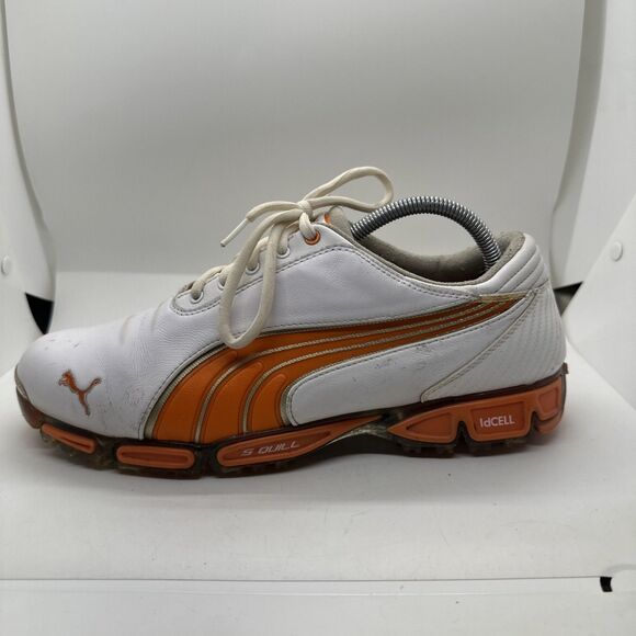 Puma Super Cell Fusion Ice Golf Shoes White, Orange, Silver Size 9.5 (18581607) main image 6